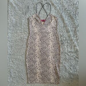 Snakeskin printed Boohoo dress with spaghetti straps, Size 8